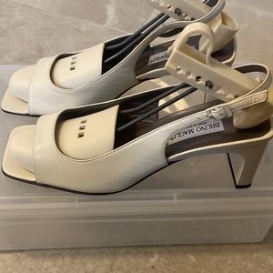 Bruno Magli white leather heels